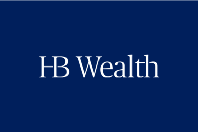 White text reading HB Wealth on a solid dark blue background.